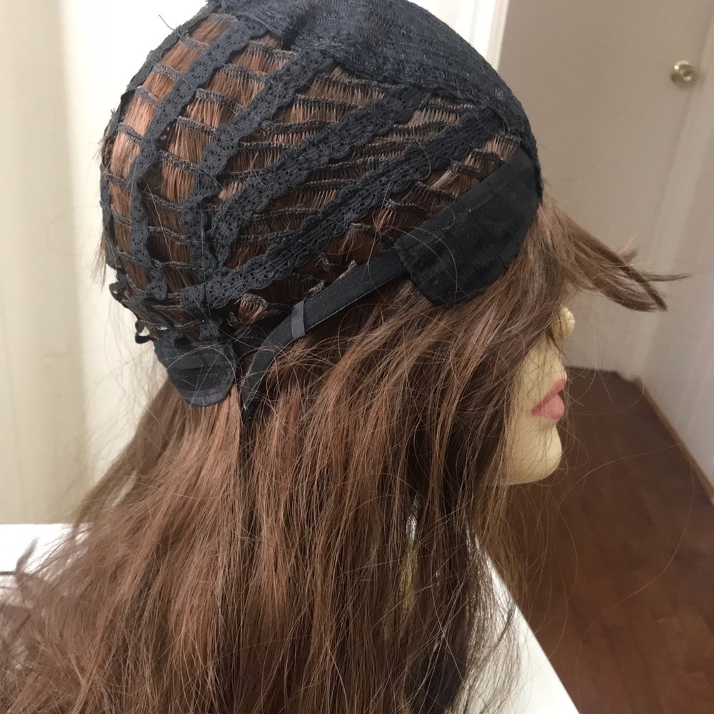 Human hair blend medium brown wig with bang - Picture 6 of 6